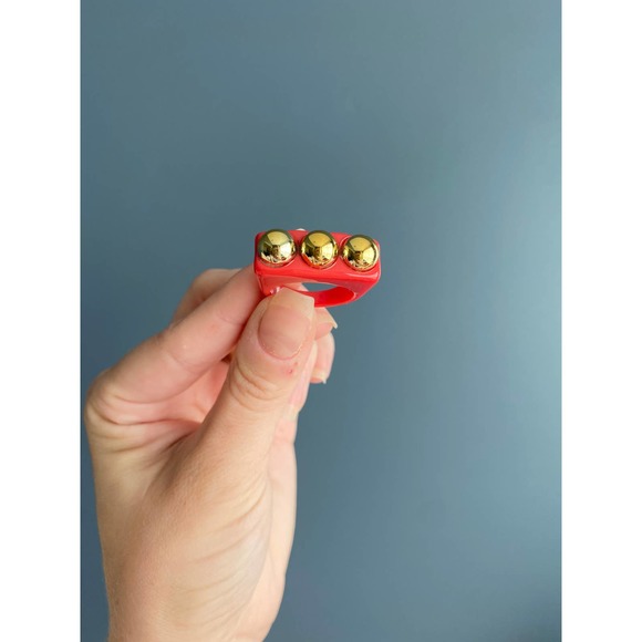 y2k red/gold square chunky bar ring, 8 - Picture 6 of 6